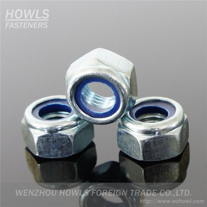 Nylon insert lock nut-White ZP-Blue ring